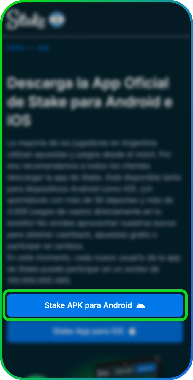 Pulsa el botón y crea tu cuenta en la App de Stake.
